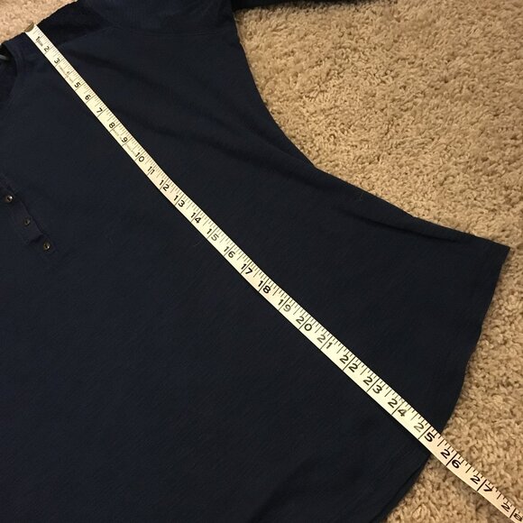 100% Cotton Bleu Gray Lace Shoulder 1/4 Button Down Dark Blue Top - XL - Picture 15 of 16